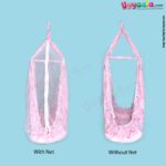 SNUG UP Baby Hanging cradle (Zola) Attached Bed With Mosquito Net Open Zip Model,Gray with Assorted Print, 0m+, (up to 12 kgs)