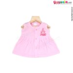 MOMMAS Sleeveless Baby Frock, Front Opening Button Model, Premium Quality Cotton Baby Wear, (3-6M)
