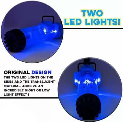 21 Hole Gatling Bubble Gun Toy with Liquid Bottle & Tray for Kids - 3+ Y age - Blue