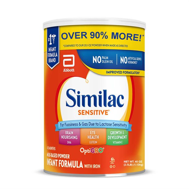 Similac Sensitive Infant Formula For Fussiness & Gas Due to Lactose Sensitivity - 1.13kg