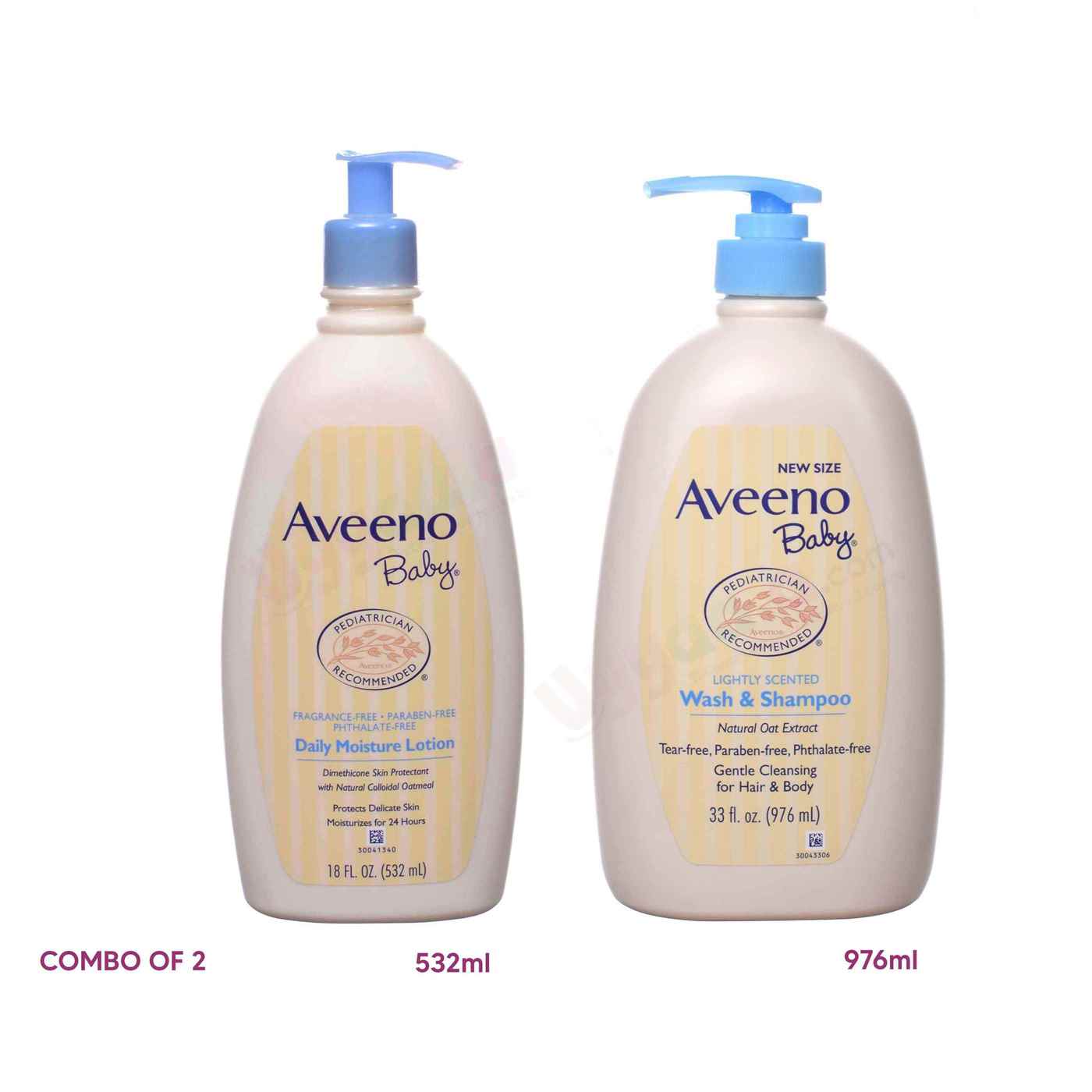 AVEENO BABY daily moisture lotion 532 ml and lightly scented wash & shampoo 976 ml- combo pack