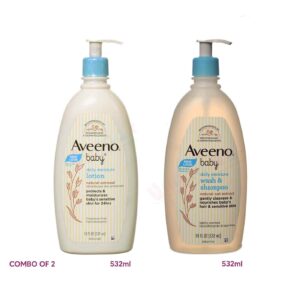 AVEENO BABY daily moisture lotion and daily moisture wash & shampoo, 532ml each- combo pack