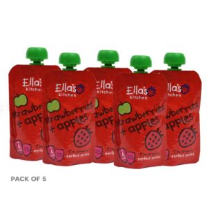 ELLA'S KITCHEN Strawberries + apples, super smooth purees for babies - 120g, 4-6 months,Pack of 5