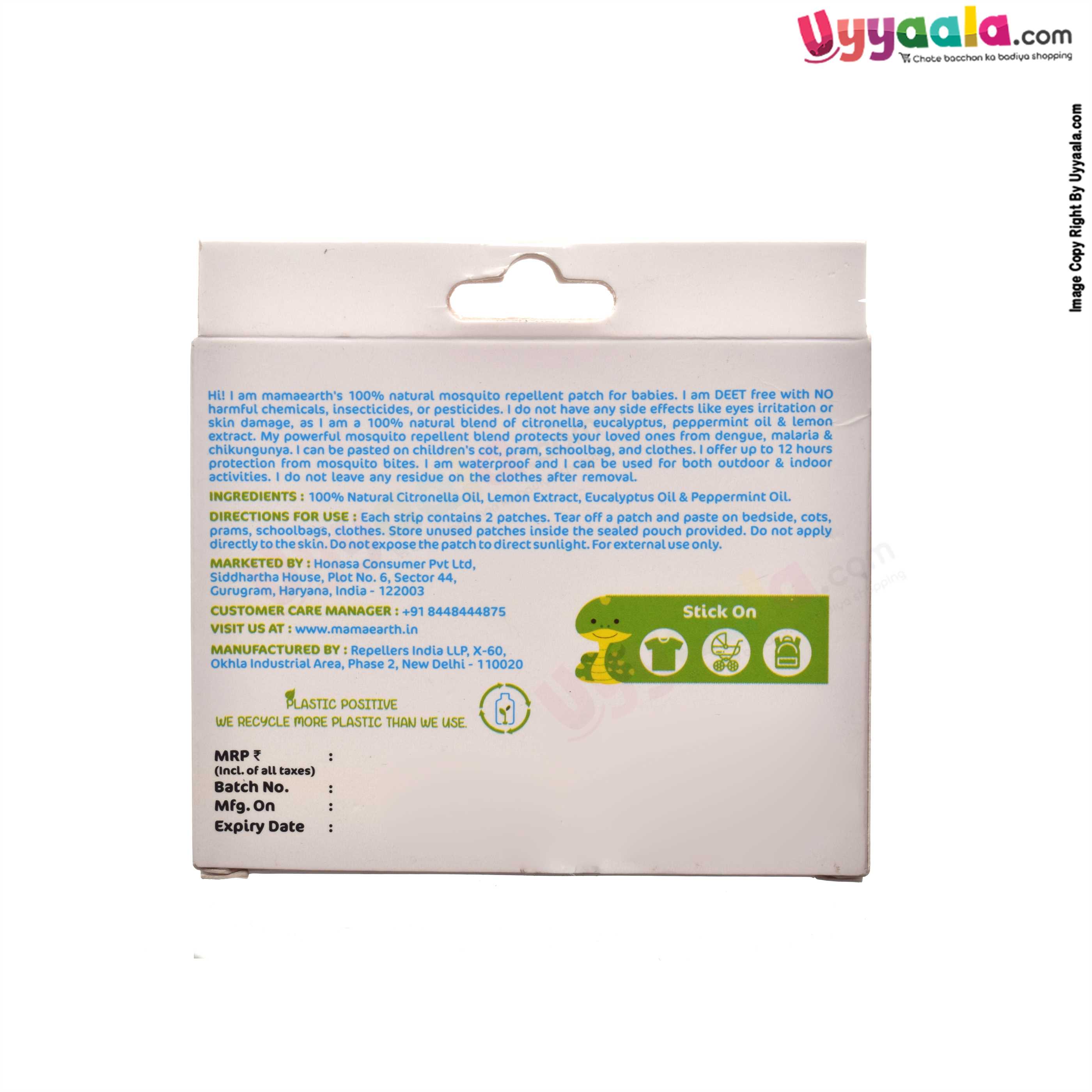 Natural mosquito repellent patches