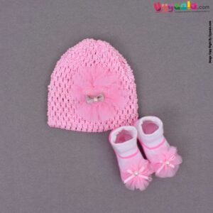 SHINY BABY Accessory set for kids with cap and socks - pink