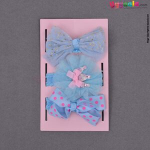 Beautiful hair band set for baby girls, pack of 3 - blue