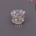 Round hair crown pin with pearls for kids, silver