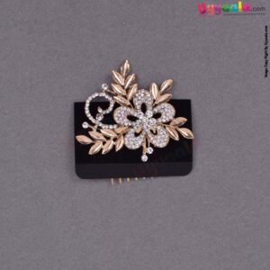 Fancy metal hair pin with stones for kids - gold