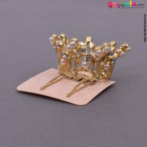 Round hair crown pin with pearls for kids