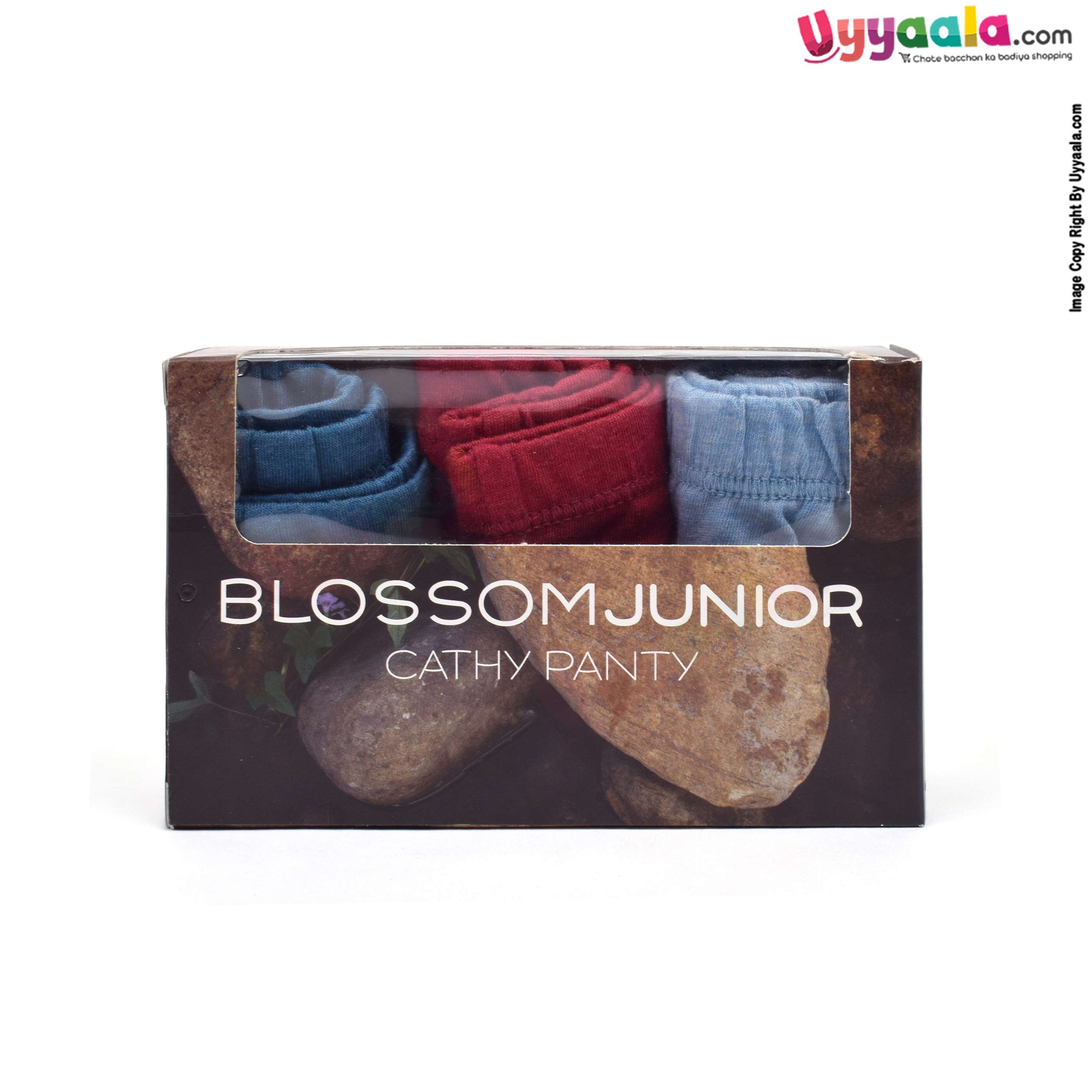 BLOSSOM JUNIOR Cathy panty, premium cotton for kids pack of 3 - blue & red , 6 -12 months