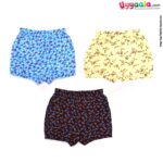 BLOSSOM JUNIOR Bloomer, premium cotton for girls, pack of 3 - multi color with flowers & dot prints, 2 - 4 years