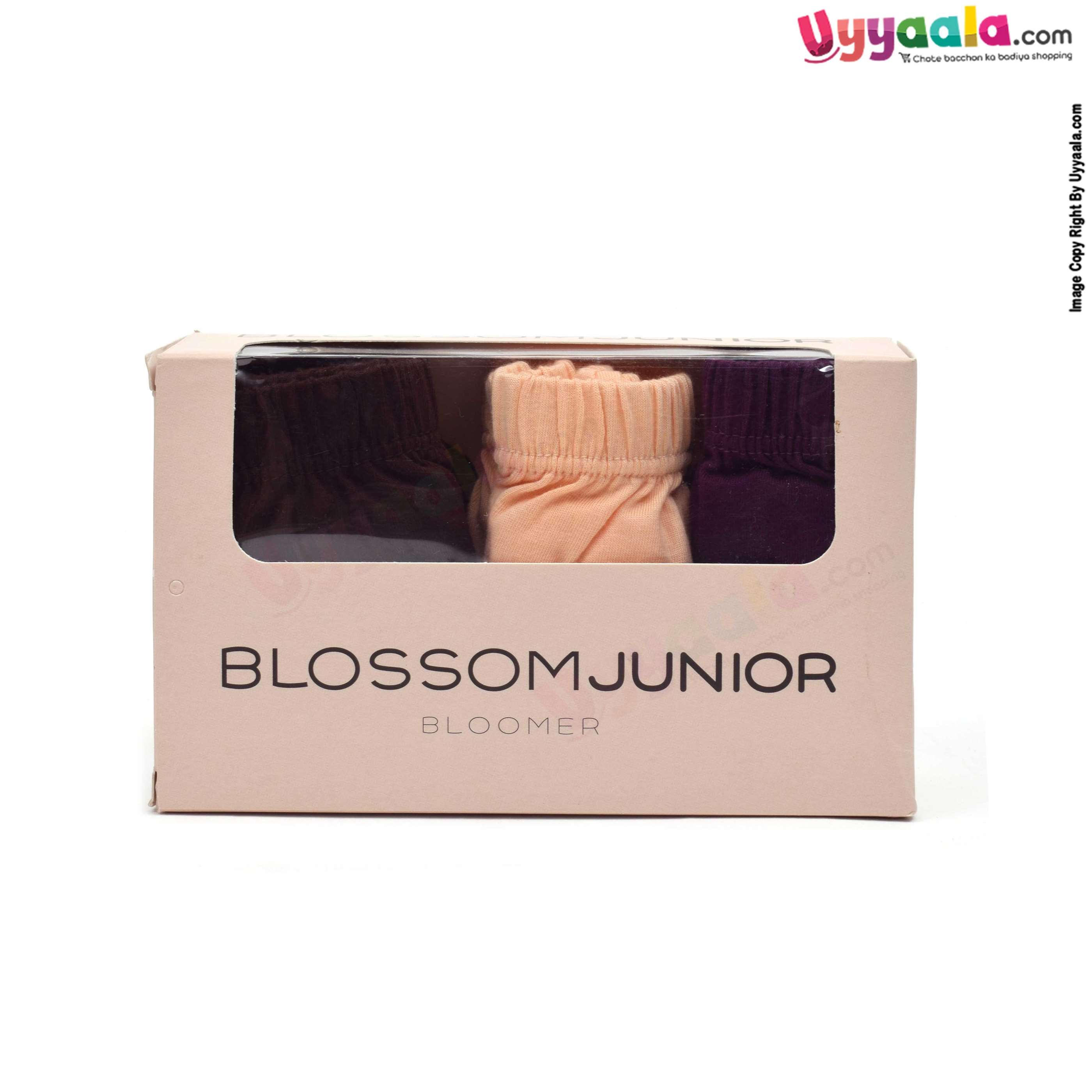 BLOSSOM JUNIOR Bloomer, premium cotton for girls, pack of 3 - multi color, 2 - 4 years