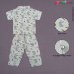 NUM NUM Cotton night wear for baby girl - green with cartoon bunny print.