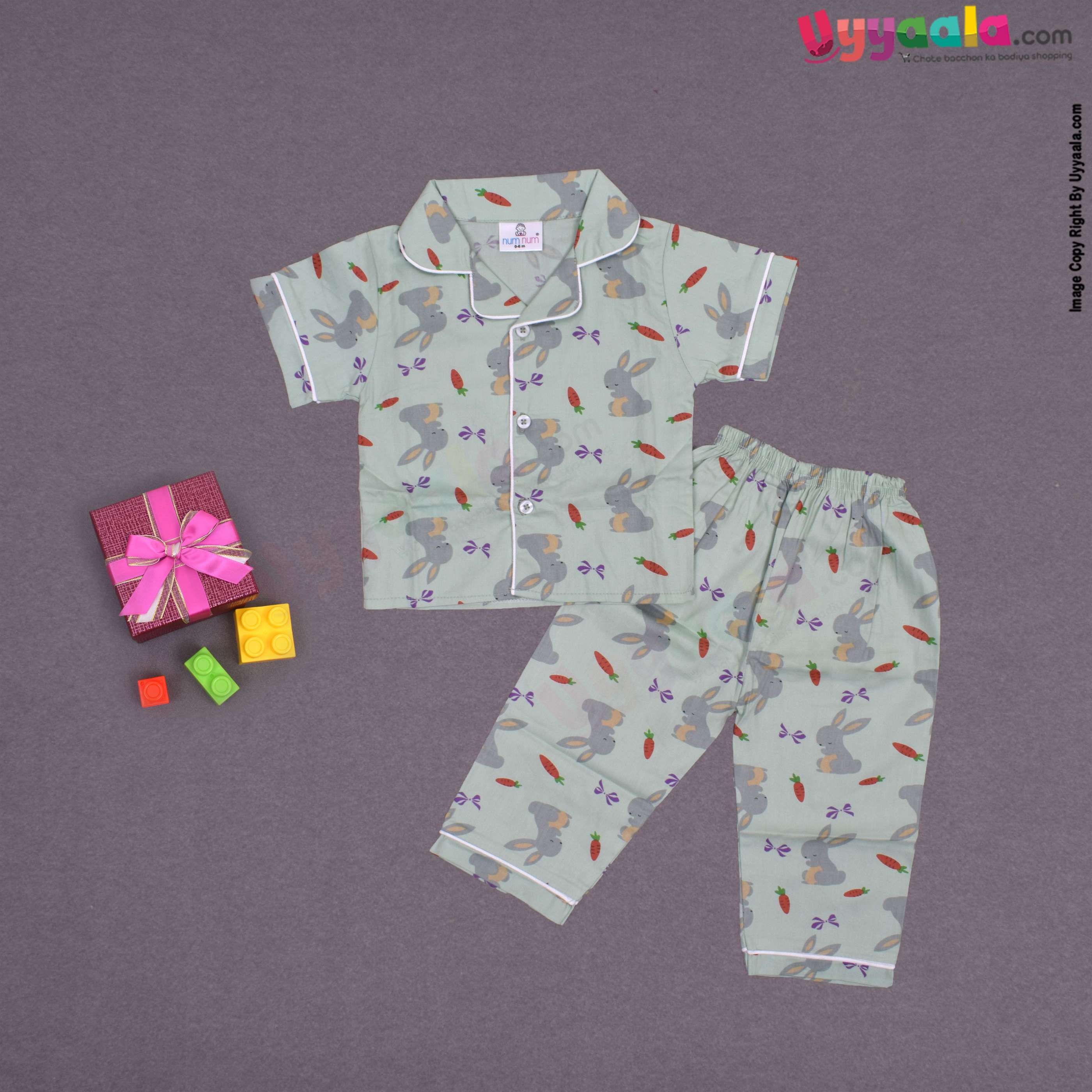 NUM NUM Cotton night wear for baby girl - green