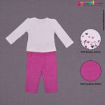 TOFFY HOUSE T - shirt with pants for baby girls - white with girl print & pink