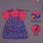 WONDER CHILD Party wear dungaree for baby girl with floral print- pink and navy blue