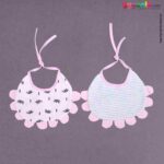 Baby Bib Soft Cotton Hosiery with Cute Sleeping Kitty Print Pack of 2, Size(17*23cm)-White & Pink