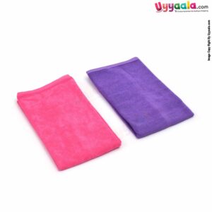 QUICK DRY Terry Bath Towel Plain 0+m Age Pack of 2,Size (90*60cm) - Pink & Purple