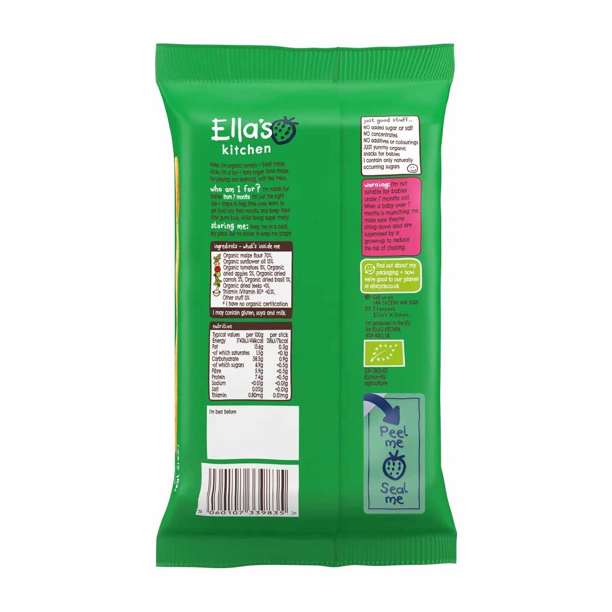 Ella's Kitchen Organic Melty Sticks with Tomato, Basil