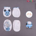 BEN BENNY Mitten & Booties Set Elastic Rabbit Print for New Born Babies - White