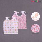 Sleeveless Baby Jabla Set, Top Opening Tie knot Lace Model, (0-30 Days), Floral & Anchor Print, 2Pack - Pink & White