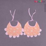 Baby Bib Soft Cotton Hosiery with Cute Sleeping Kitty Print Pack of 2, Size(17*23cm)-White & Pink