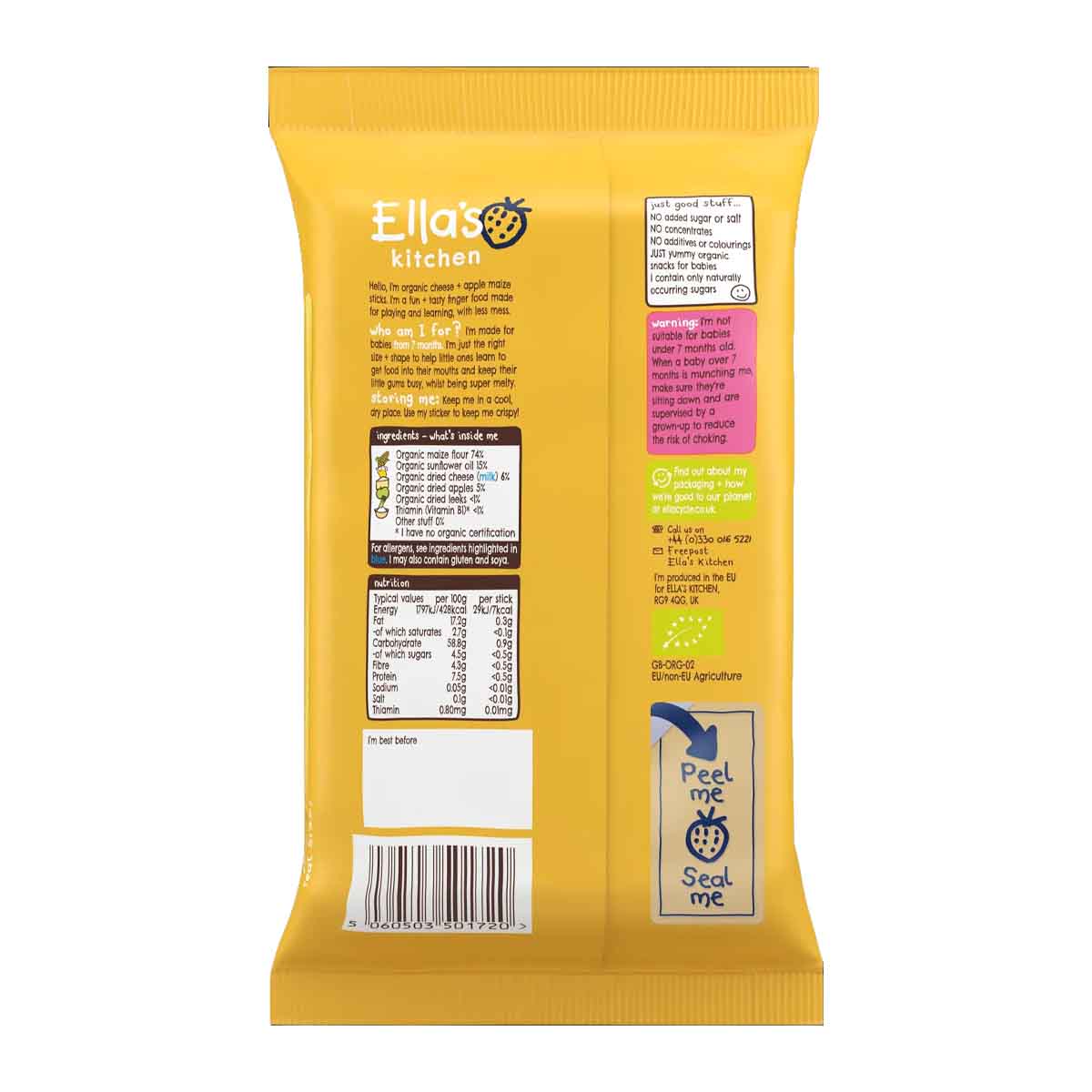 Ella's Kitchen Organic Melty Sticks with Cheese, Apple