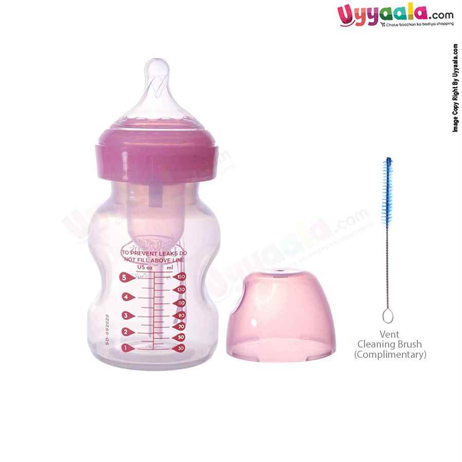 Dr Browns feeding Bottle Natural flow wide neck with vent and vent cleaning Brush, 150ml (pack of 2)
