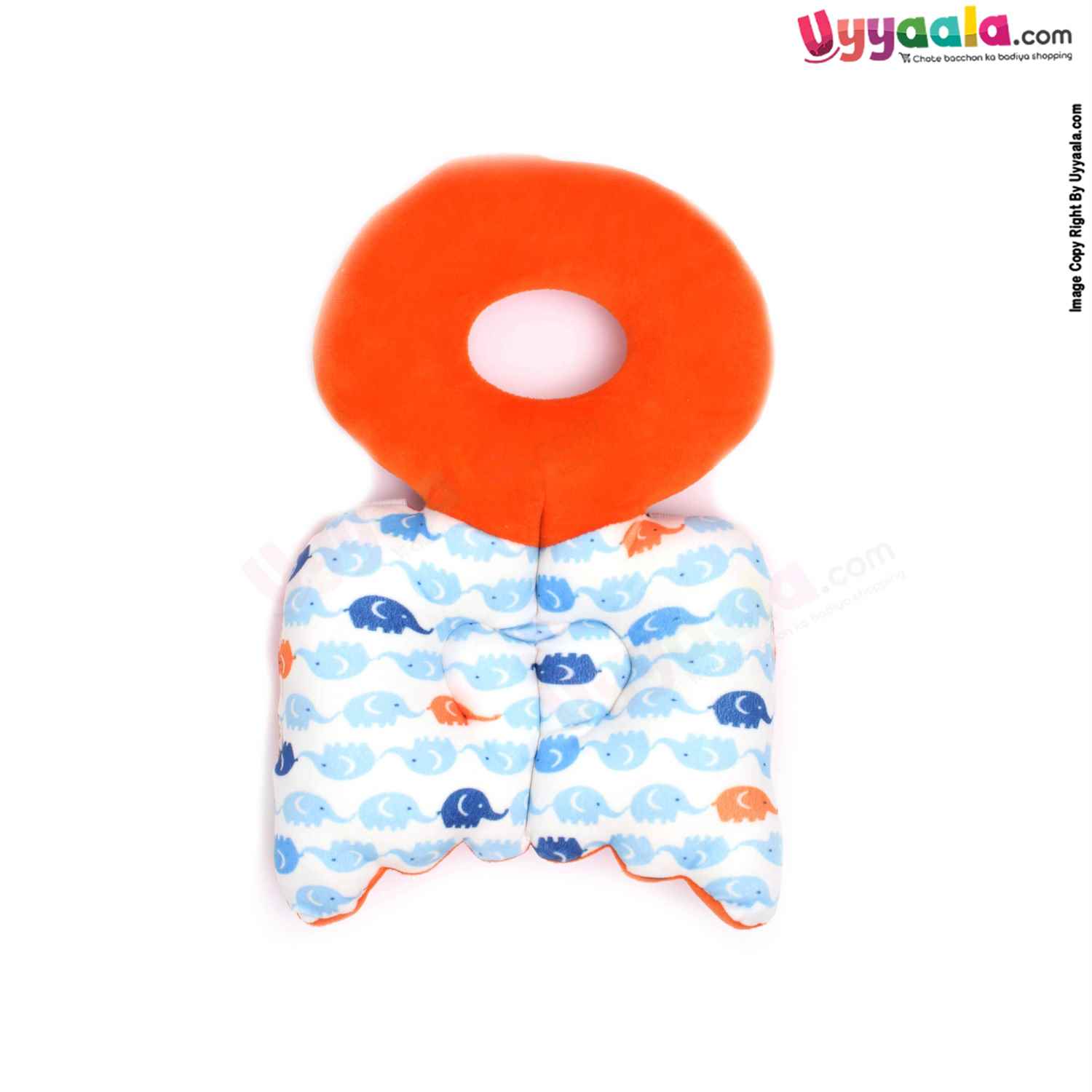 Baby Head Protector with Pillow with Adjustable Straps & Velvet Material, with Print 4-18m Age, Size(32*20cm)