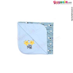 Double Layered Hosiery Cotton Wrapper Premium with Dog & Stars Print for Babies 0-24m Age, Size(82*74cm)-Blue