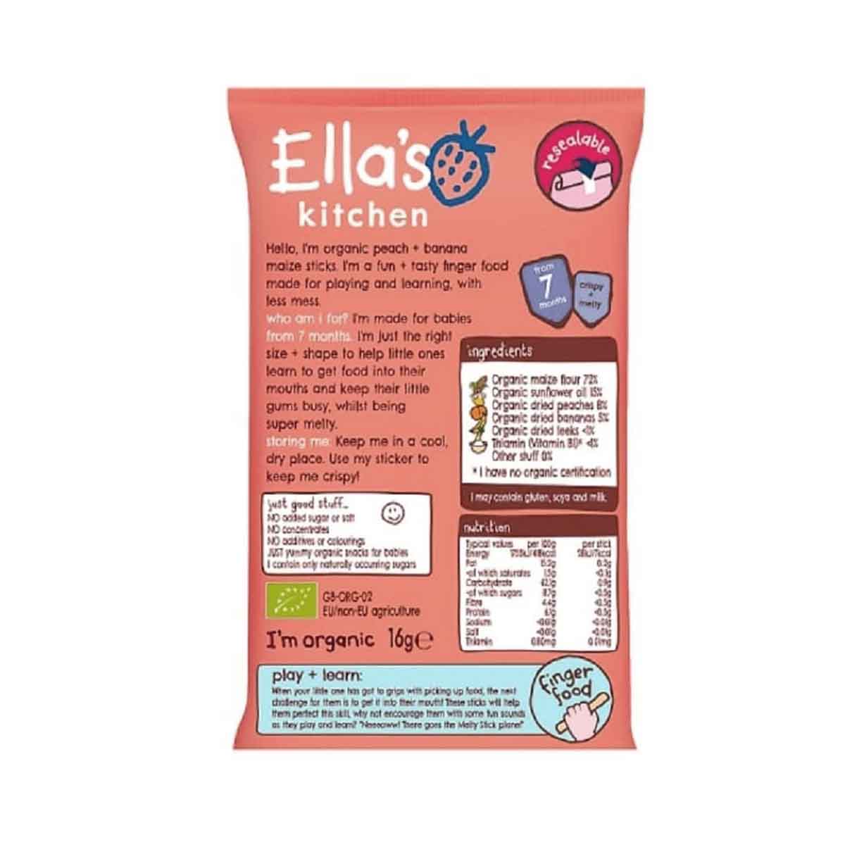 Ella's Kitchen Organic Melty Sticks with Peach, Banana