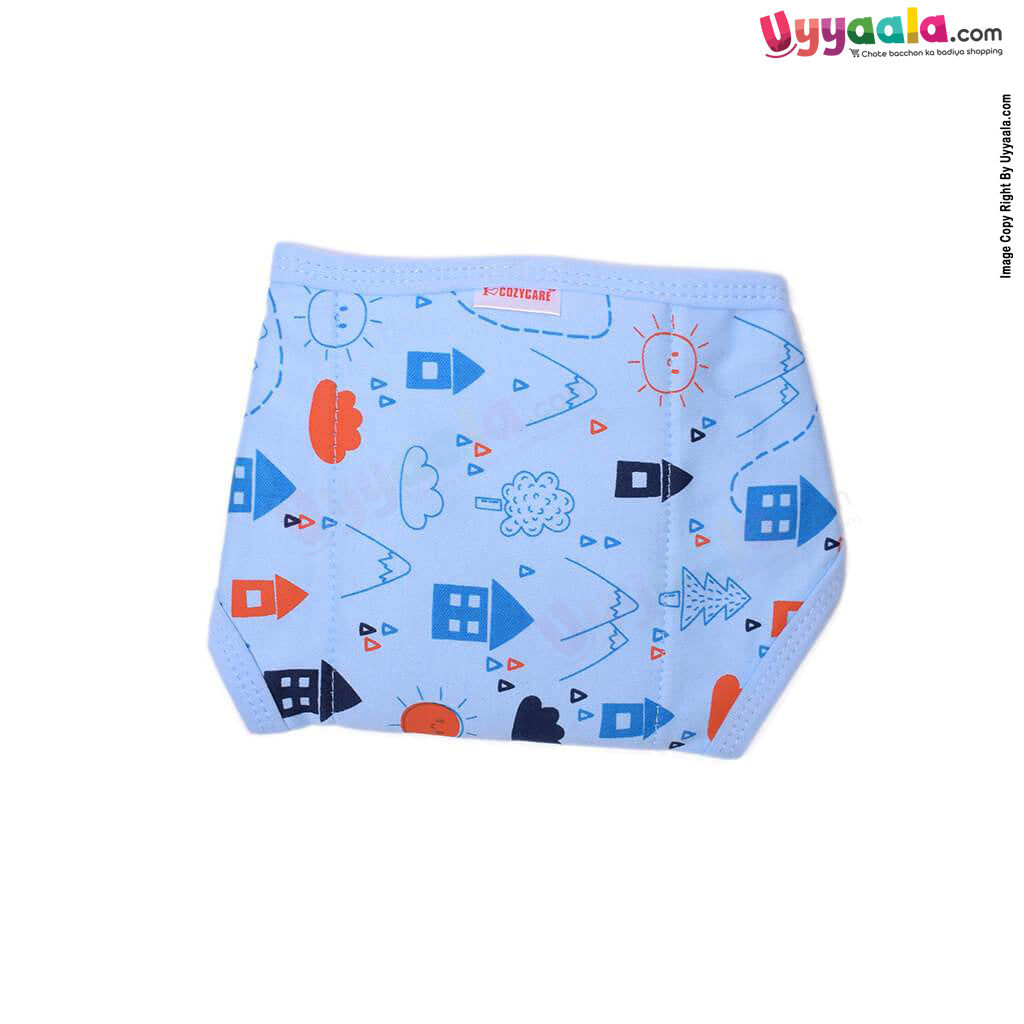 Cozy Care Washable Diapers Hosiery Tying Model House Print Green, Blue & Yellow 3P Set (SS)