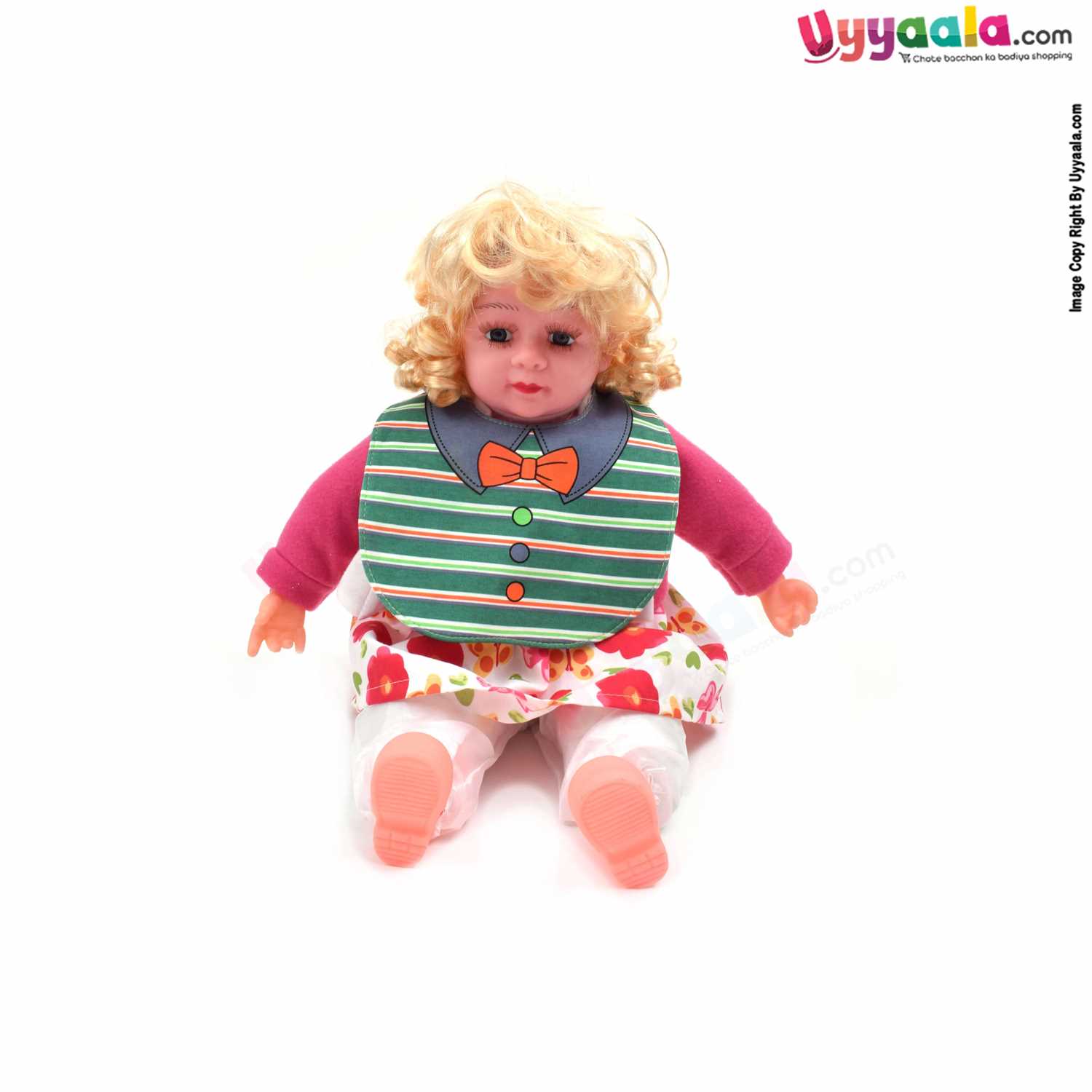 Baby Bib Soft Hosiery Cotton 2 in 1 Usable with Bow & Stripes Print for Newborn, Size (29.5*20cm)- Green & White