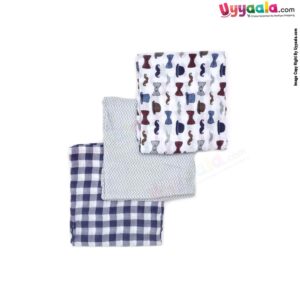 LUVABLE FRIENDS Muslin Cotton Wrapper Premium with Multi Print for Babies Pack of 3 0-24 Age, Size(110*110cm)-MultiColor
