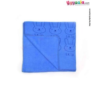 Soft Terry Bath Towel Premium with Rabbit Print for Babies 0-36m Age, Size (143*75cm)- Blue