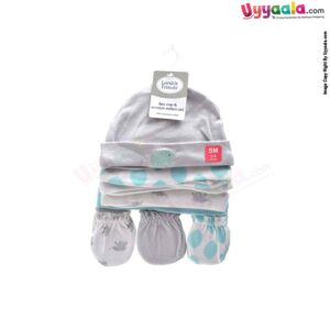 HUDSON BABY 5 Piece Caps Sets Mittens with Multi Print, 0-6m Age- Multi Color