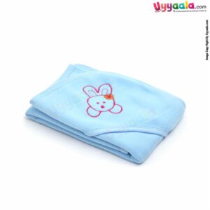 QUICK DRY Baby Hooded Towel Fleece Fabric with Birds Print 0+m Age, Size (70*70 Cm) - Blue