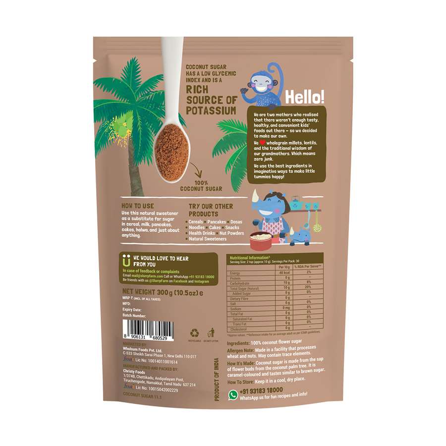 Buy Slurrp Farm Coconut Sugar Powder, Cereal Addon for Small Children Online in India at uyyaala.com
