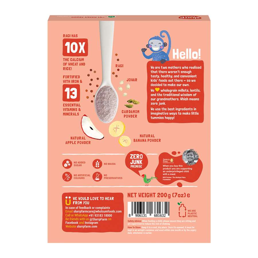 Buy Slurrp Farm Millet Cereal for Baby with Ragi, Apple & Banana - 200gms Online in India at uyyaala.com