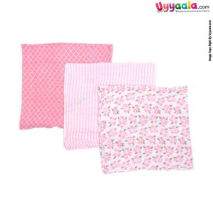LUVABLE FRIENDS Muslin Cotton Wrapper Premium with Multi Print for Babies Pack of 3 0-24 Age, Size(110*110cm)-MultiColor
