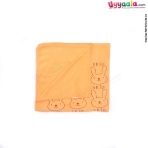 Soft Terry Bath Towel Premium with Rabbit Print for Babies 0-36m Age, Size (143*75cm)- Orange