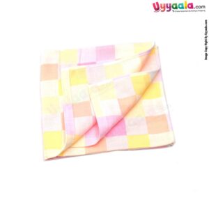Baby Cotton Bath Towel with Checks Design 0+m Age, Size (119*63 cm)