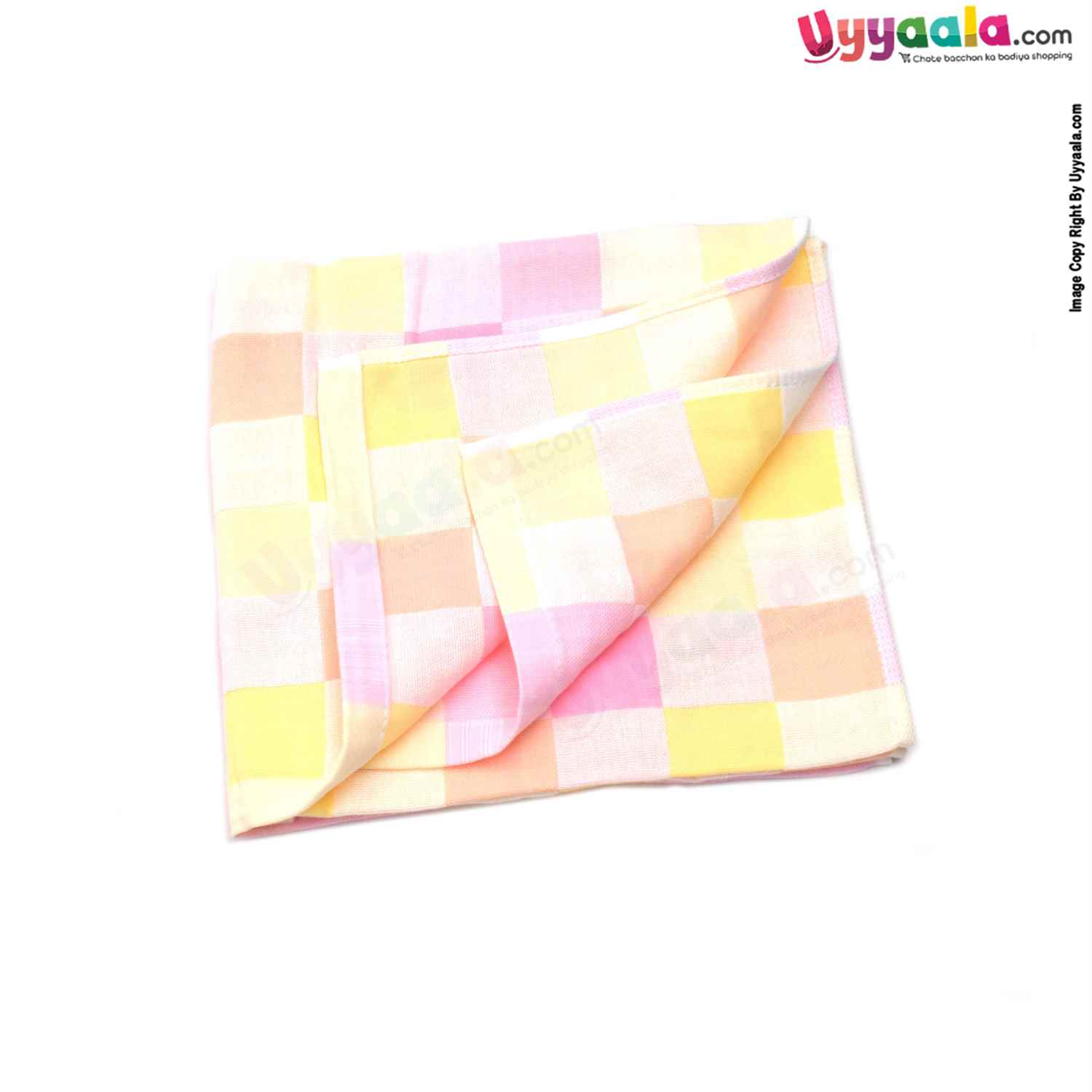 Baby Cotton Bath Towel with Checks Design 0+m Age, Size (119*63 cm)