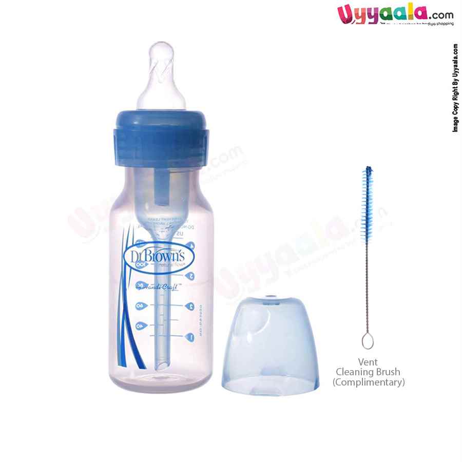Dr Browns feeding Bottle natural flow with vent and vent cleaning brush, 120ml (pack of 2)