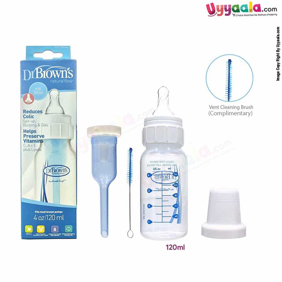 Dr Browns feeding Bottle with vent narrow neck 120ml, 0+months