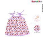 Baby Premium Quality Cotton Sleeve Less Newborn Frock Tying Model, Strawberry Print, Pink , Newborn (0-30days)