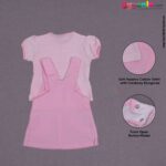 WONDER CHILD Party wear dungaree for baby girl with cat patch- Pink