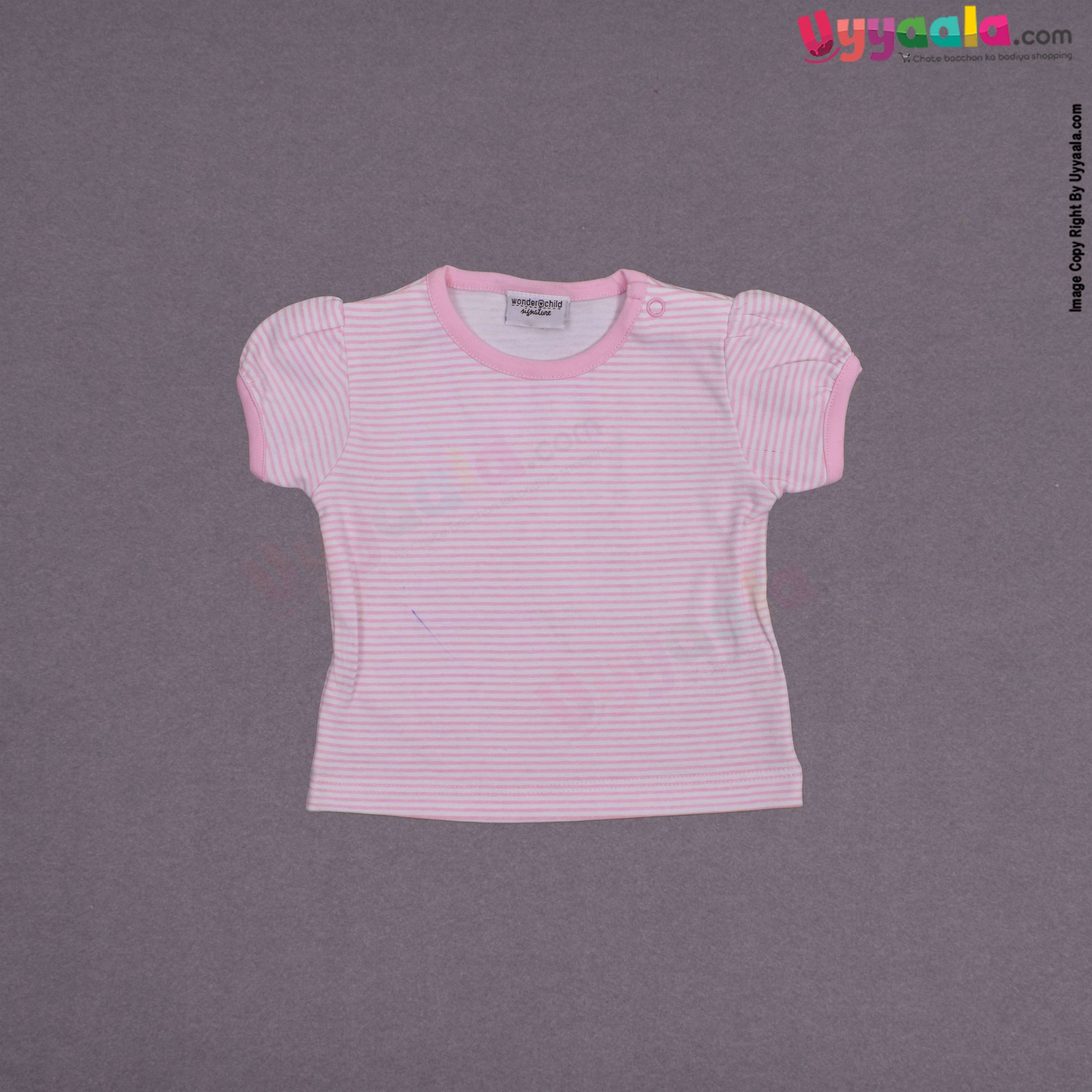 WONDER CHILD Party wear dungaree for baby girl with cat patch- Pink