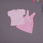 WONDER CHILD Party wear dungaree for baby girl with cat patch- Pink