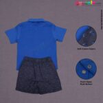 TOFFY HOUSE Party wear dress set for baby boy with scooters print- blue and gray